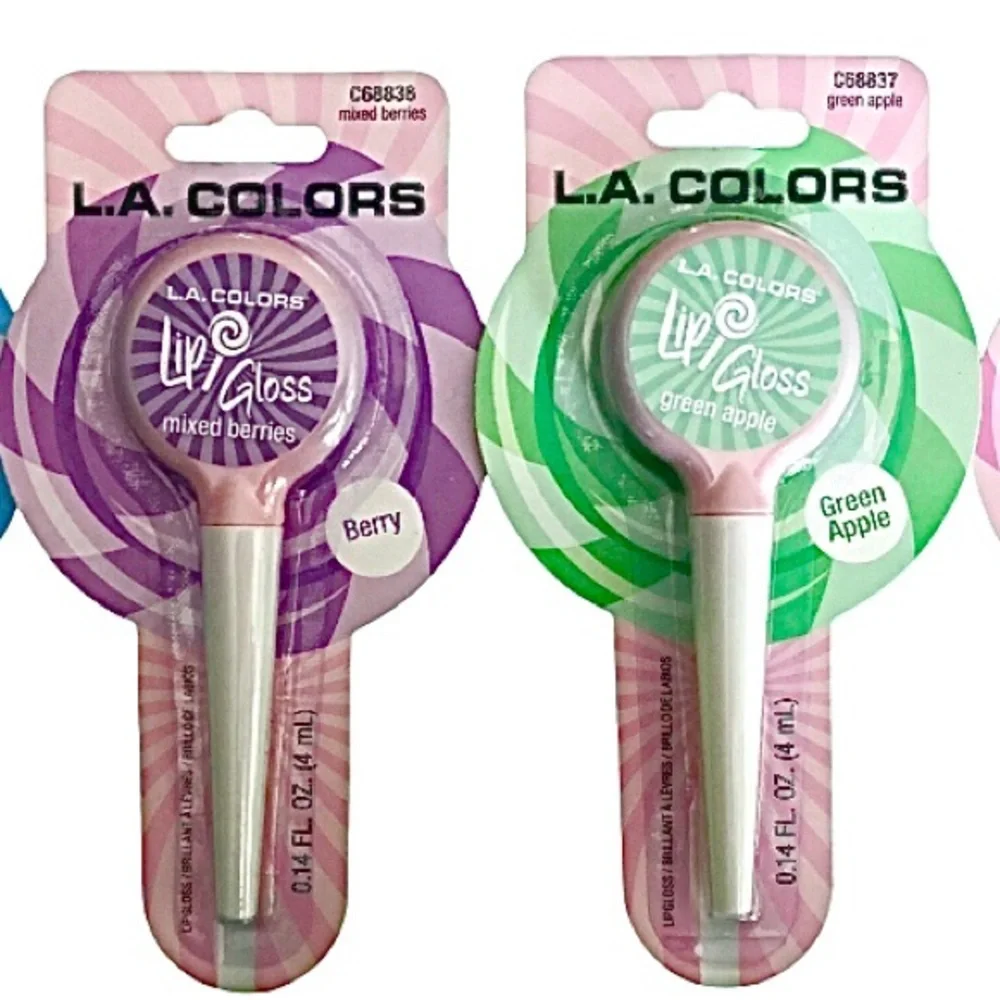 4 nostalgia lollipop lip balms bubble gum cotton candy mixed berries green apple